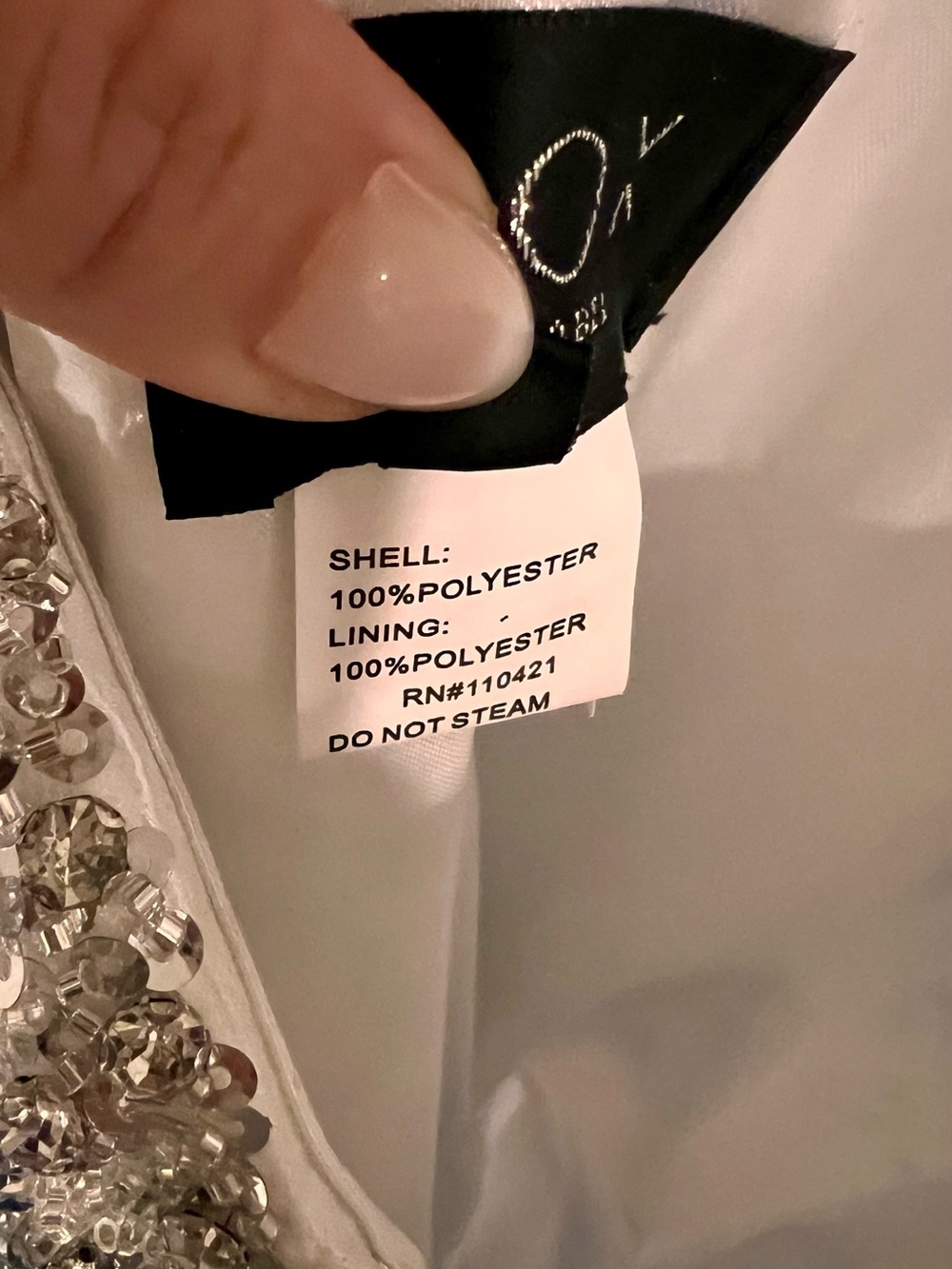 Blue and White Printed High-Low Prom Dress - Picture 12 of 13